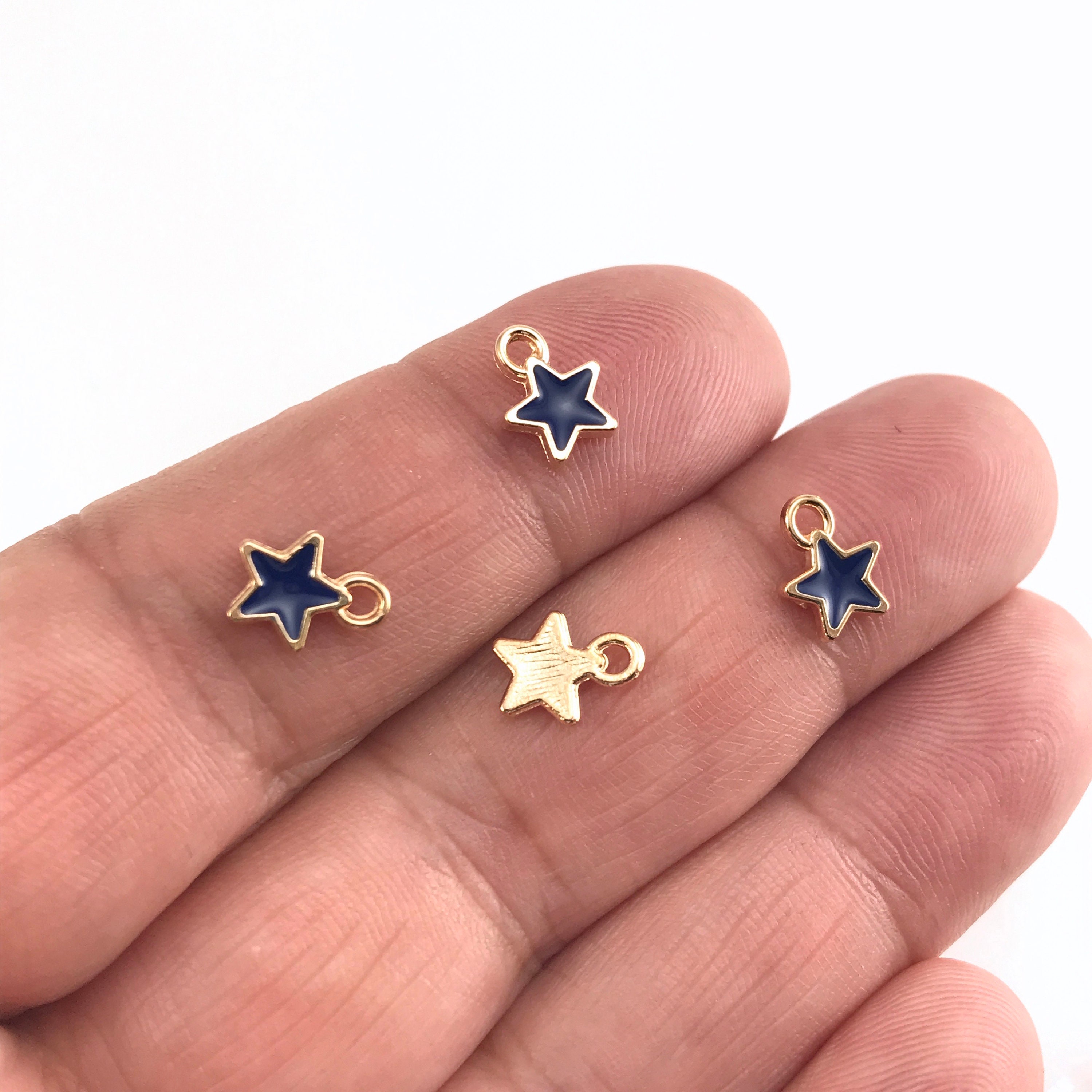 15/30Pcs Enamel Navy Blue Star Charms For Jewelry Making, 6mm Bulk Pack  CHA1336