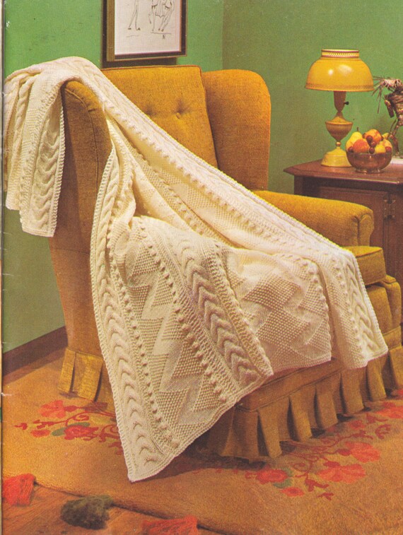 301 PDF Vintage Aran Afghan Knitting Pattern Fisherman's Etsy