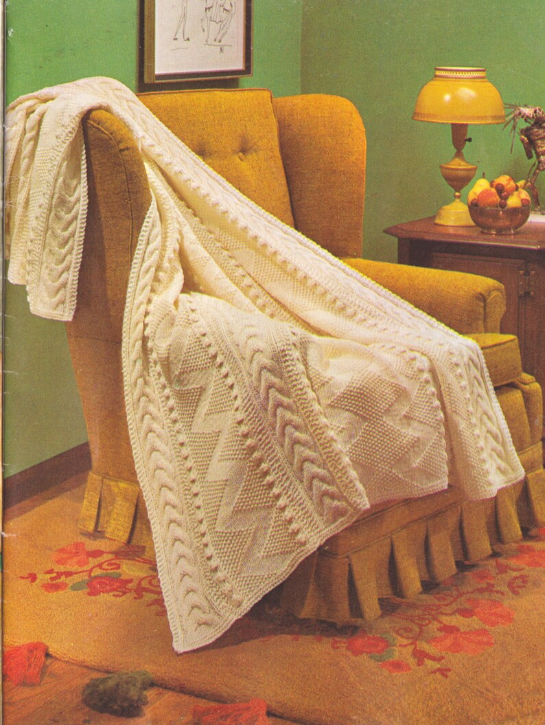 301 PDF Vintage Aran Afghan Knitting Pattern Fisherman's Etsy