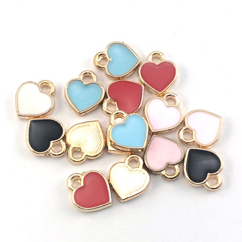 30 Pack Enamel Purple Heart Charms for Jewelry Making 7mm Etsy