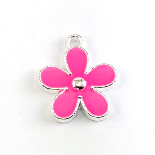 5/10pcs Enamel Pink Flower Jewelry Pendant Charms Bulk Pack Etsy