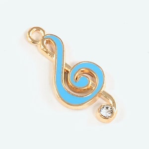 5/10Pcs Enamel Blue Musical Note Pendant Charms For Jewelry Making, 22mm Bulk Pack CHA1228