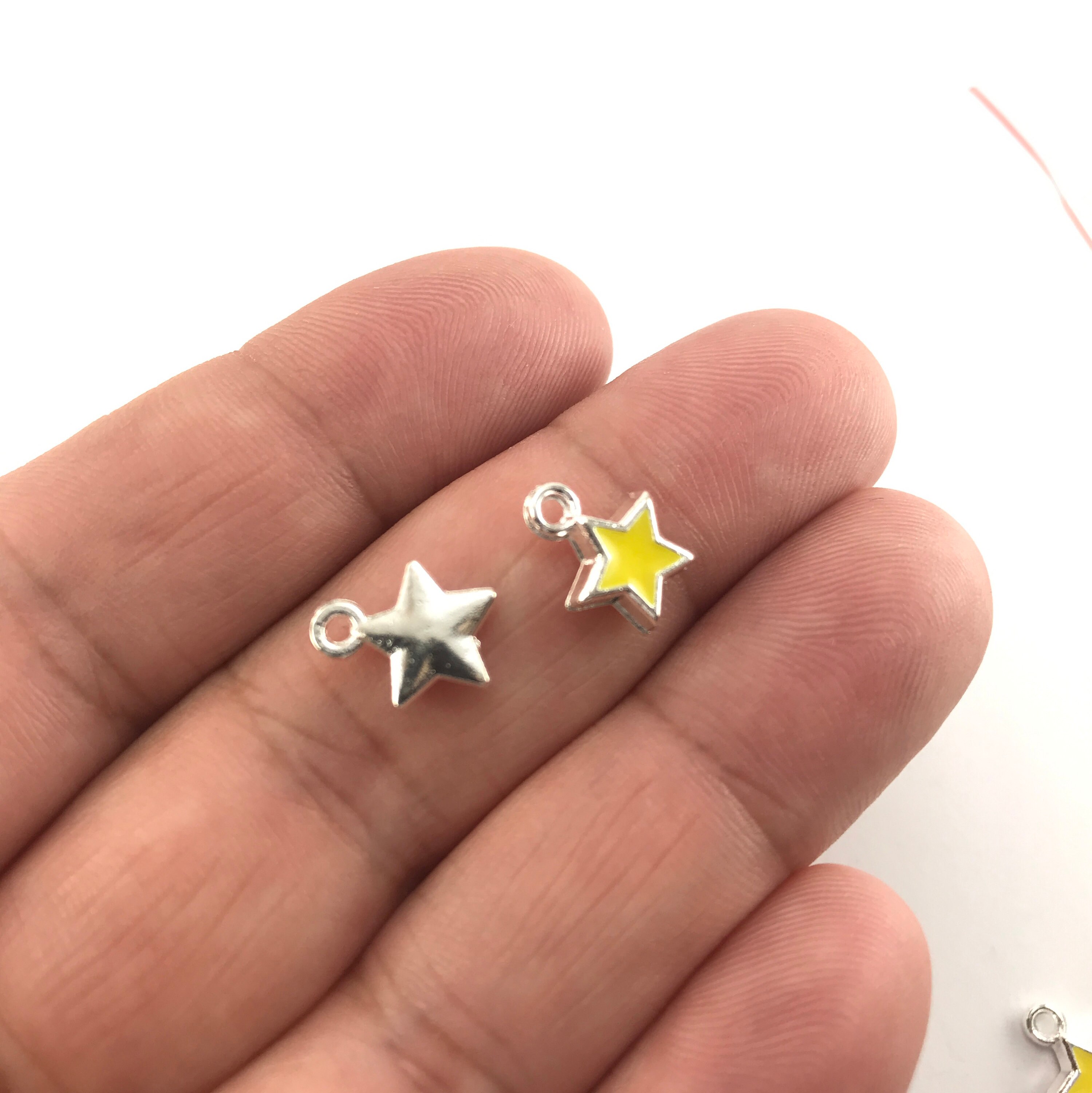 15/30pcs Yellow Enamel Star Charms for Jewelry Making, 8mm Bulk Pack  CHA1389 