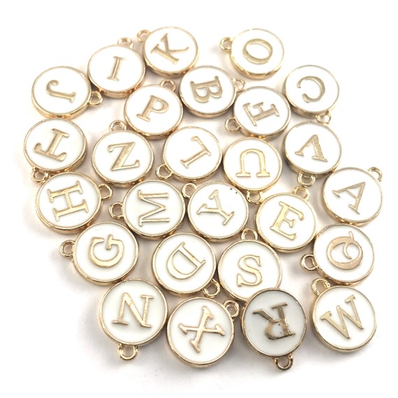 White Letter Talismans - Perfect Jewelry Making And Handicrafts,  Oil-dripping Letter Alloy Small Pendants, Handmade Diy Accessories, Bracelet  Pendants, Alphabet Pendant Accessories - Temu