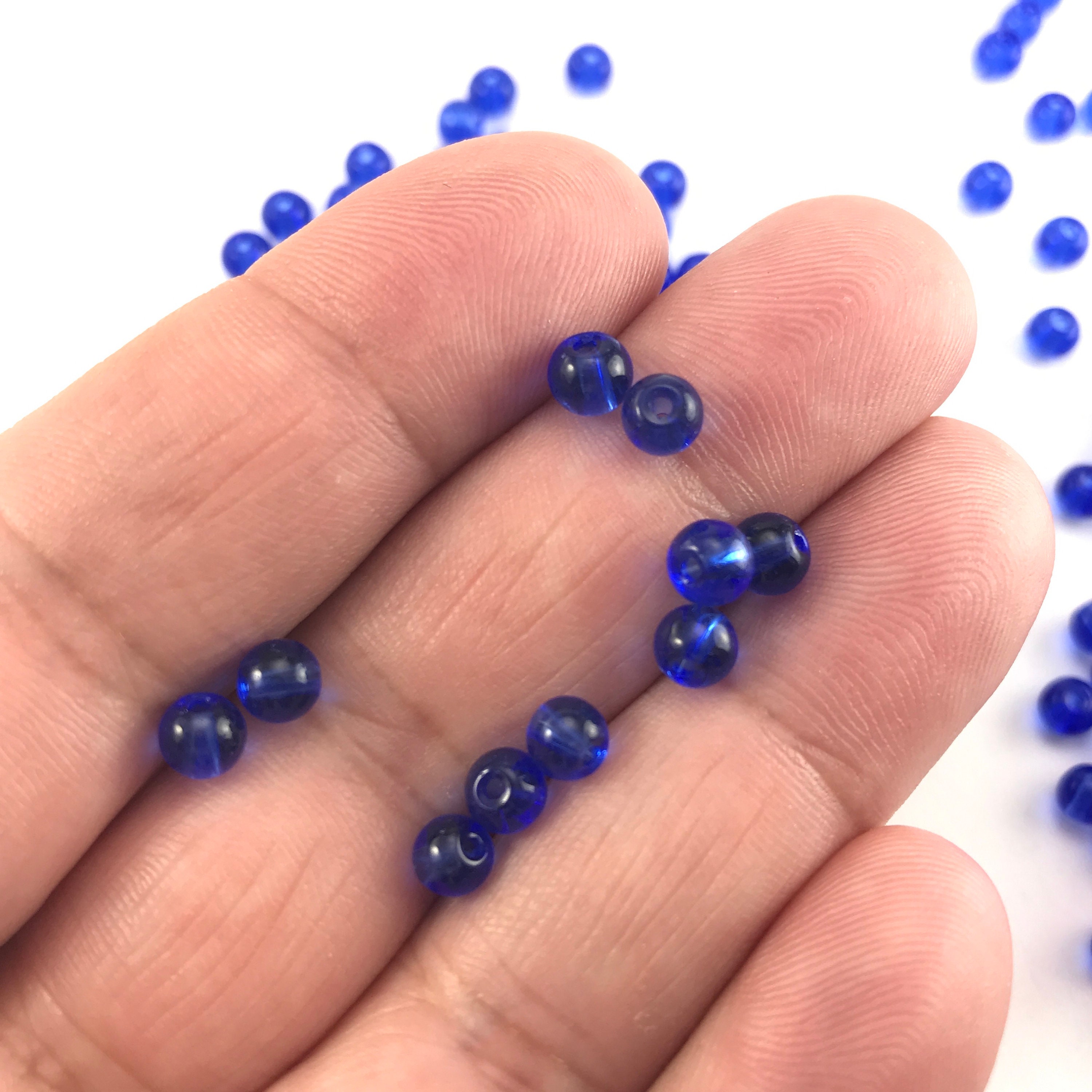 750 Pack 4mm Royal Blue Round Glass Beads Bulk Pack BEA1159 Etsy
