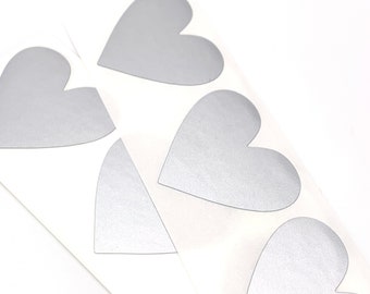 50 Pack Silver Heart Scratch Off Promotional Stickers, 35mm - EMB1123