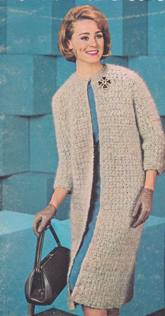 584 Ladies Coat Crochet Pattern Long Sweater Pattern Long Etsy
