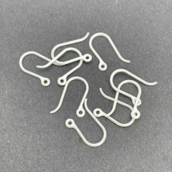30/60pcs Small White Hypoallergenic Plastic Earring Hooks, Jewelry