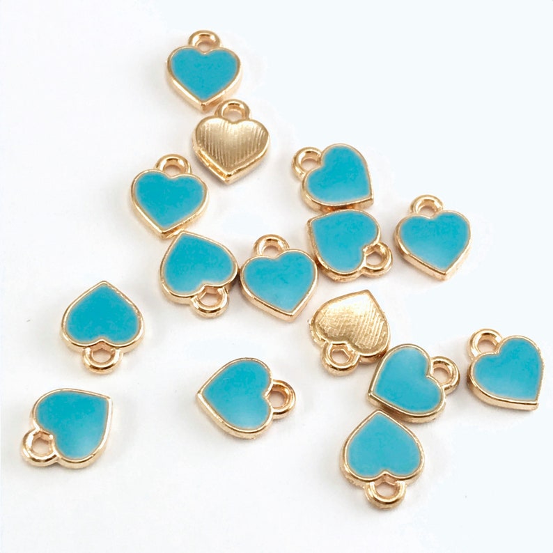 15/30pcs Enamel Blue Heart Charms for Jewelry Making 7mm Bulk Etsy