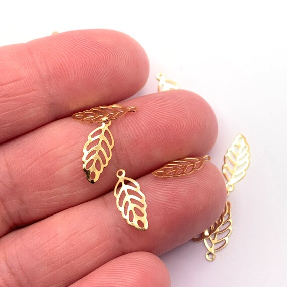 25/50Pcs Tiny 18k Gold Plated Stainless Steel Leaf Charms, 13mm, For  Jewelry Making Bulk Pack CHA1922