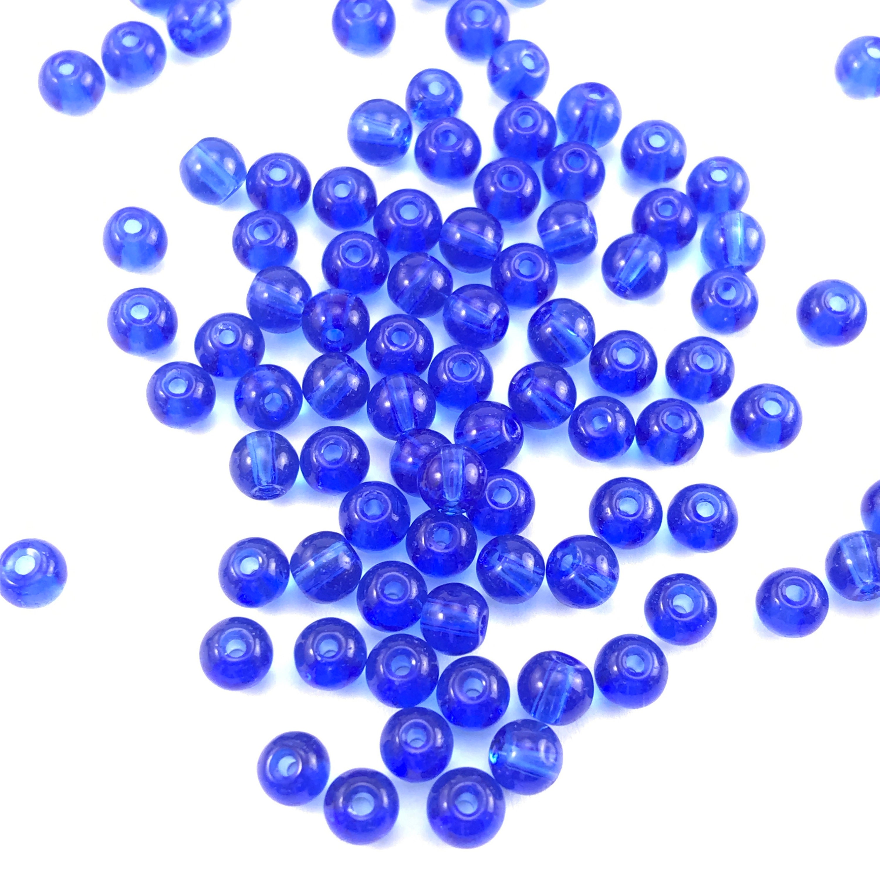 750 Pack 4mm Royal Blue Round Glass Beads Bulk Pack BEA1159 Etsy