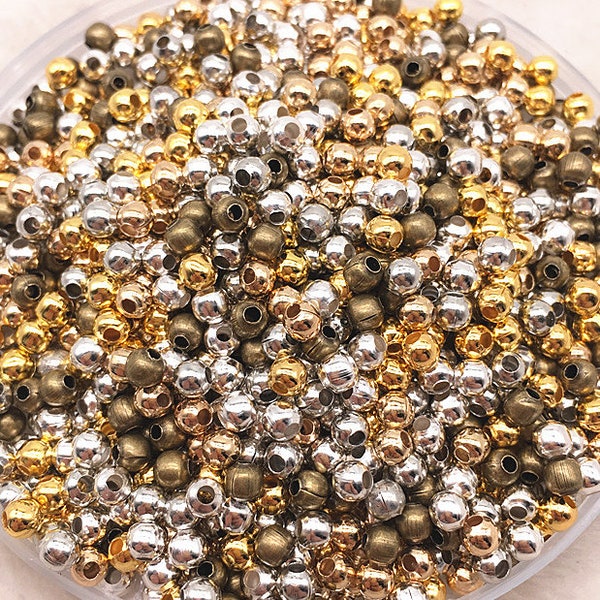 200/400 perles de rocaille en métal multicolores de 3 mm, emballage en gros, BEA1022