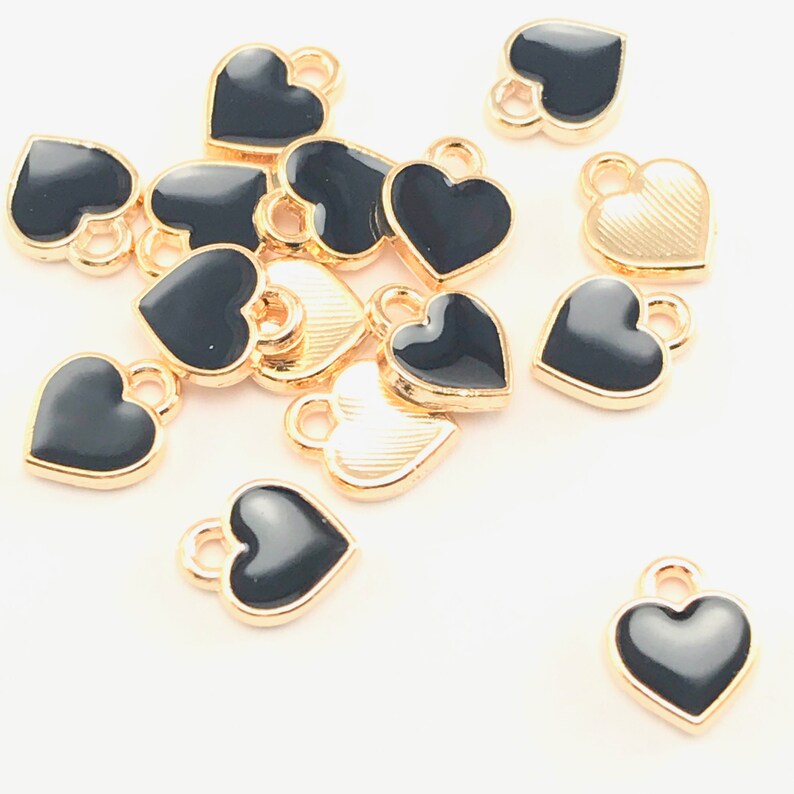 30 Pack Enamel Black Heart Charms for Jewelry Making 7mm Bulk Etsy