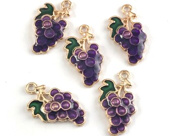 Wholesale Alloy Purple Grapes Design Pendant Charms Jewelry DIY Crafts 10pcs Wholesale Alloy Purple Grapes Design Pendant Charms Jewelry DIY Crafts 10pcs