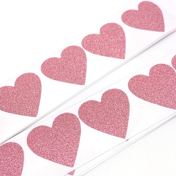 80/160pcs Pink Glitter Heart Stickers for Crafts, Order Packaging,  Planners, Scrapbooking 25mm EMB1122 