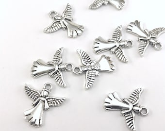 Lead-free Wholesale 15/33Pcs Tibetan Silver Angel Charms 25x23mm Lead-free Wholesale 15/33Pcs Tibetan Silver Angel Charms 25x23mm