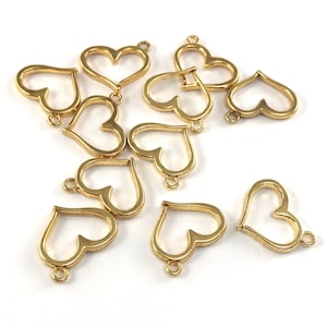 10/20Pcs Gold Colour Heart Pendant Charms, 16mm, Jewelry Making Pendant Charms, Bulk Pack CHA1348