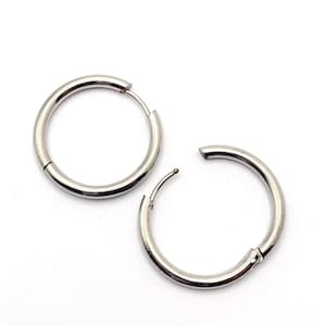 2/4Pcs Stainless Steel Earring Endless Hoops, Silver Colour 25mm - FIN1235