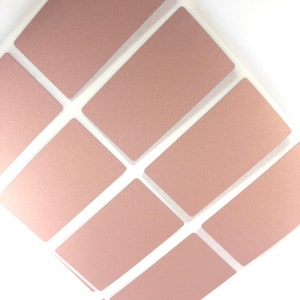 Lot de 100 autocollants promotionnels rectangulaires à gratter, or rose, 42 mm - EMB1090