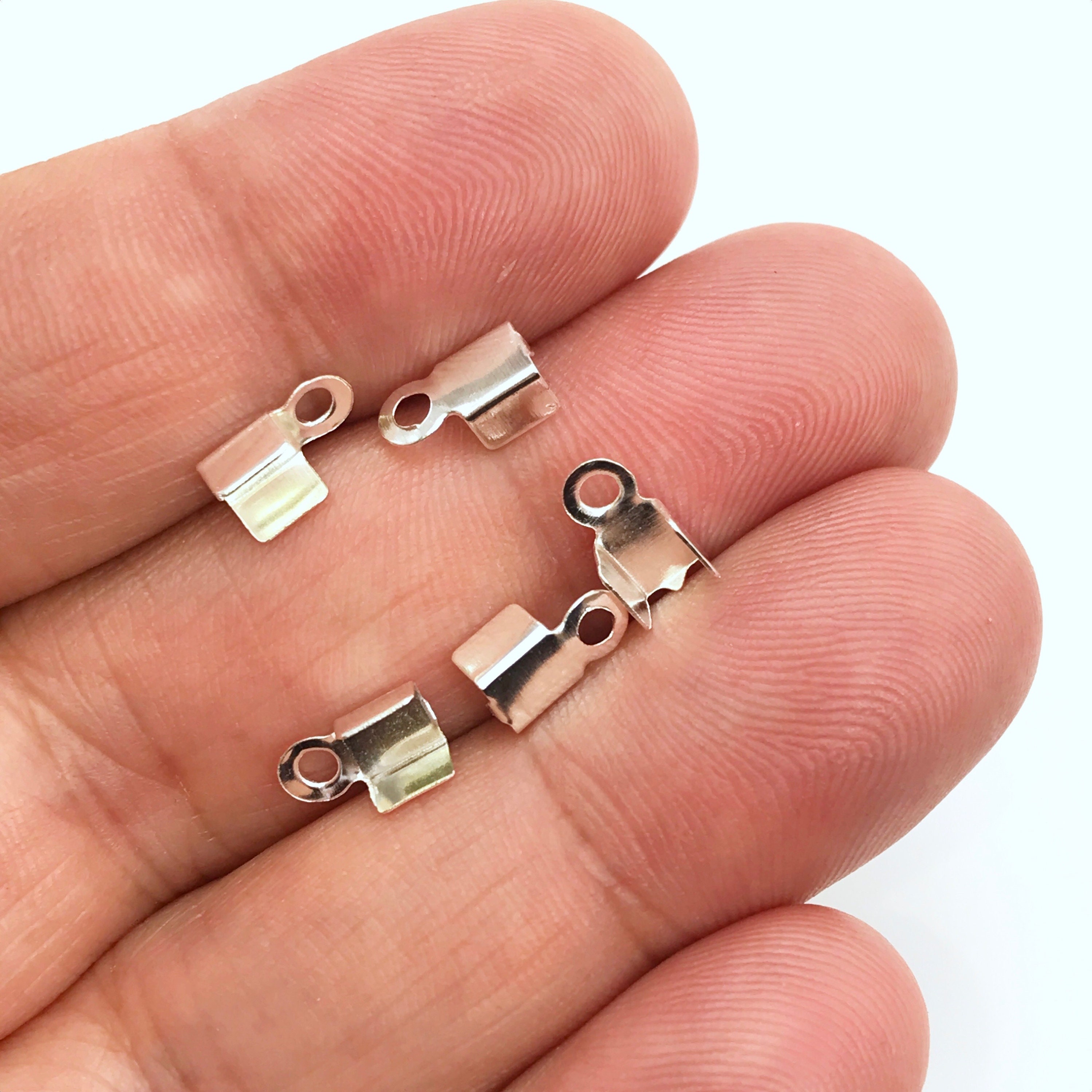 200 Pack 3mm Cord End Crimp Clasps Silver Colour 4x8mm Etsy