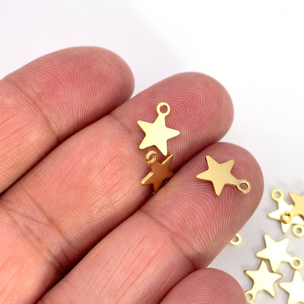 15/30Pcs Stainless Steel Star Charms, Gold Finish Jewelry Making Pendant Charms, Bulk Pack CHA1740