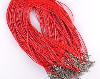 10/20Pcs Red Wax Cord Necklaces With Lobster Clasps, 17 inches plus Extender - FIN1011