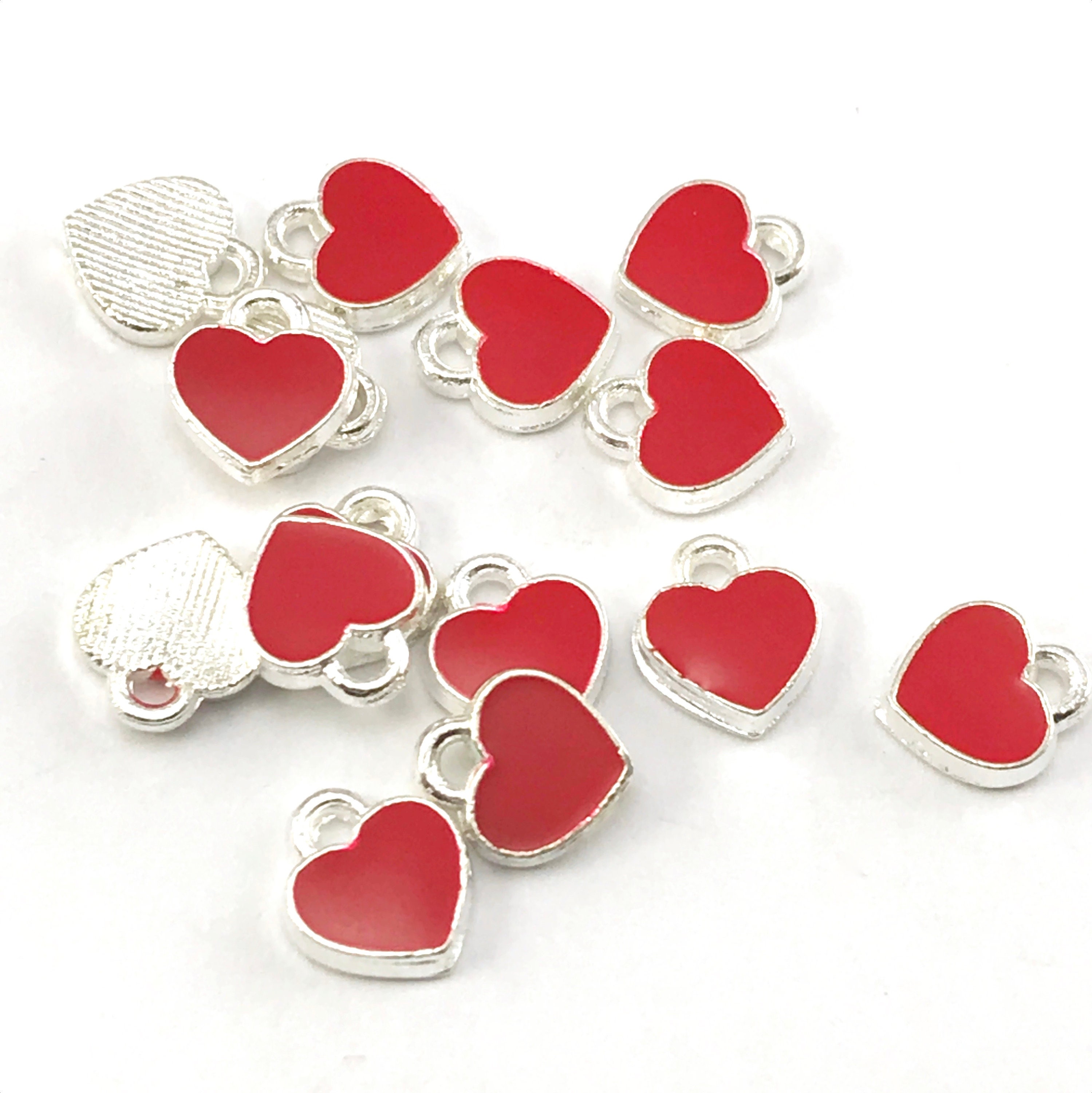 30 Pack Enamel Red Heart Charms for Jewelry Making 7mm Bulk - Etsy