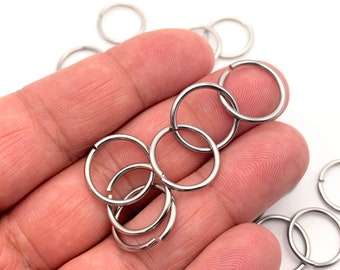 30/60Pcs Stainless Steel 15mm Open Jump Rings,  Bulk Pack Jewelry Findings - FIN1168