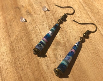 Upcycled ethnic style paper beaded earrings