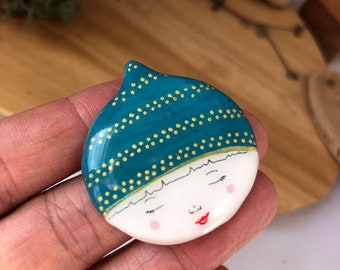 Broche Bouille poético hecho a mano de arcilla polimérica