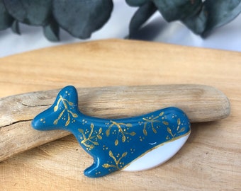 Whale brooch in poetic handmade polymer clay