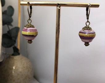 Upcycling paper and bronze brass earrings