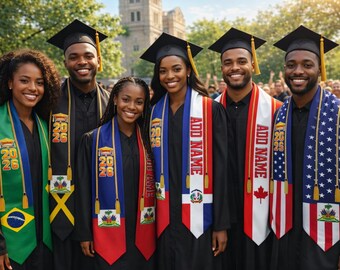 Custom Haitian Graduation Stole | Class of 2026 Graduation Sash