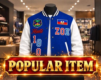Haiti Flag Patch Varsity Jacket – Lightweight Style