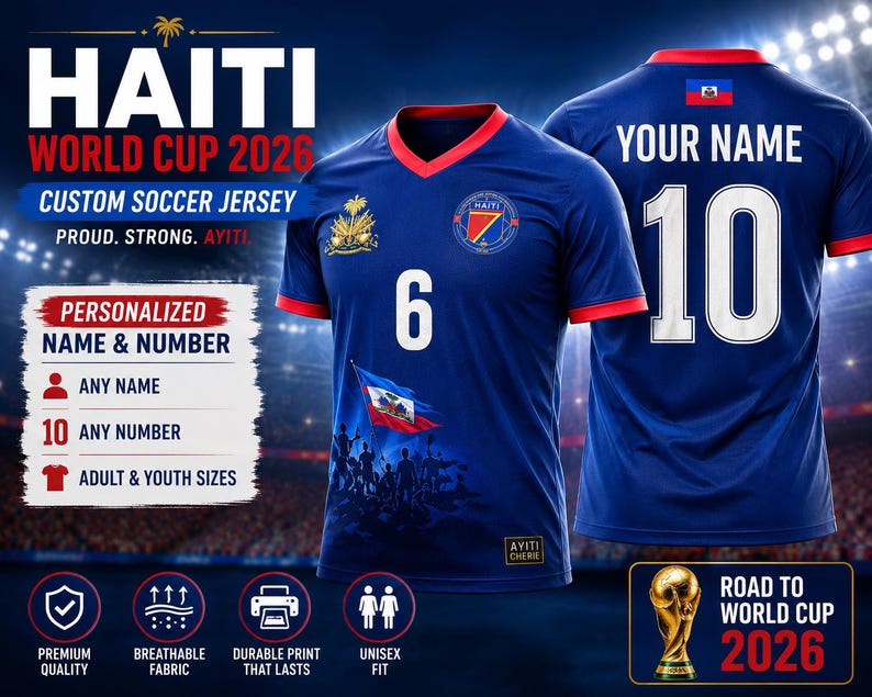 Limited Edition Haiti World Cup Soccer Jersey – Football Shirt image 3
