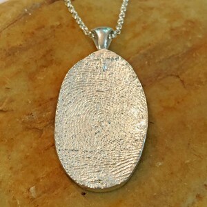 Large Oval Fingerprint Necklace Oxidized .999 Fine Silver ~ Single or Double Sided ~ Handmade Fingerprint Jewelry