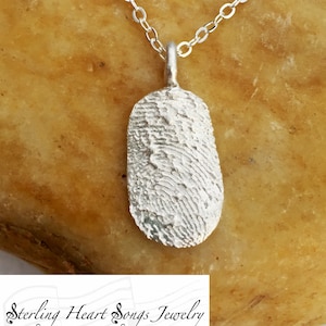 Small Oval Fingerprint Necklace Polished .999 Fine Silver ~ Single or Double Sided ~ Handmade Fingerprint Jewelry