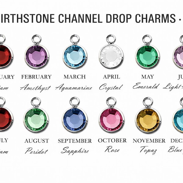 Swarovski Birthstone Charm with Sterling Silver Jump Ring