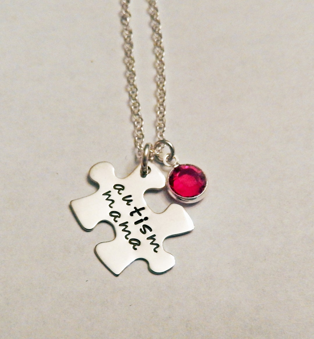Sterling Silver Autism Awareness Puzzle Piece Necklace, Swarovski ...