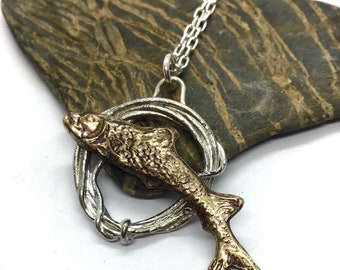 Leaping salmon necklace