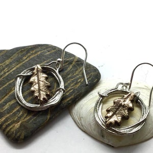 Oak leaf in hoop earrings