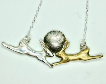 Double hare necklace