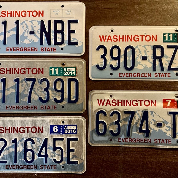 Washington license plates. Evergreen state license plates