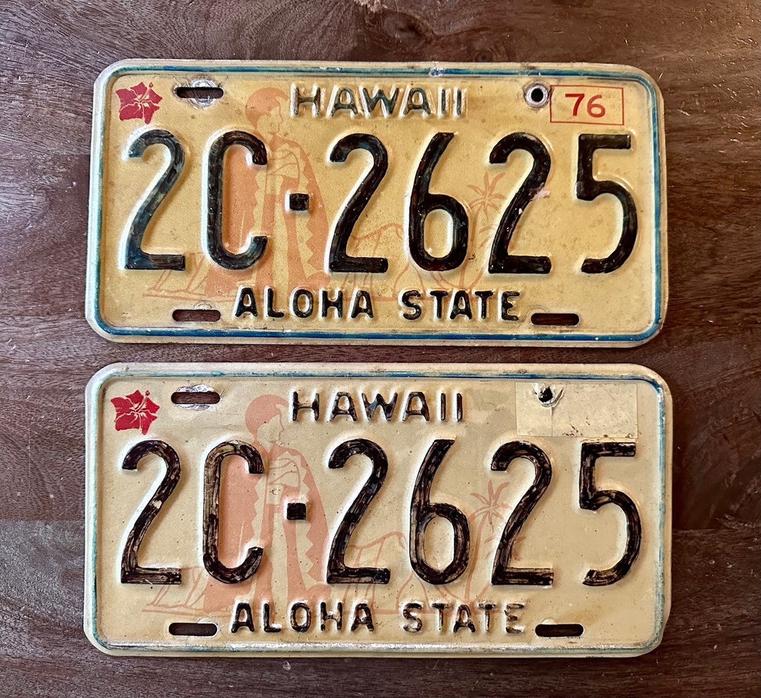 1976 Hawaii License Plates Matching Hawaii License Plates. Etsy