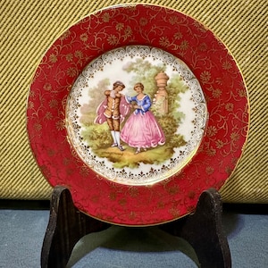 Vintage Meissner Limoges France courting plate. Collectible Limoges plate.