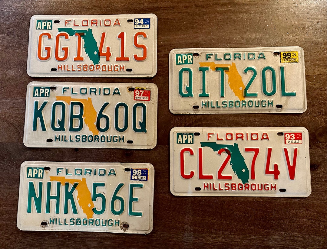 Florida Hillsborough License Plates 1990s Etsy
