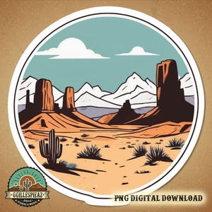 Appel à l'aventure dans le désert PNG | Sticker numérique Canyon rétro | Art imprimable occidental