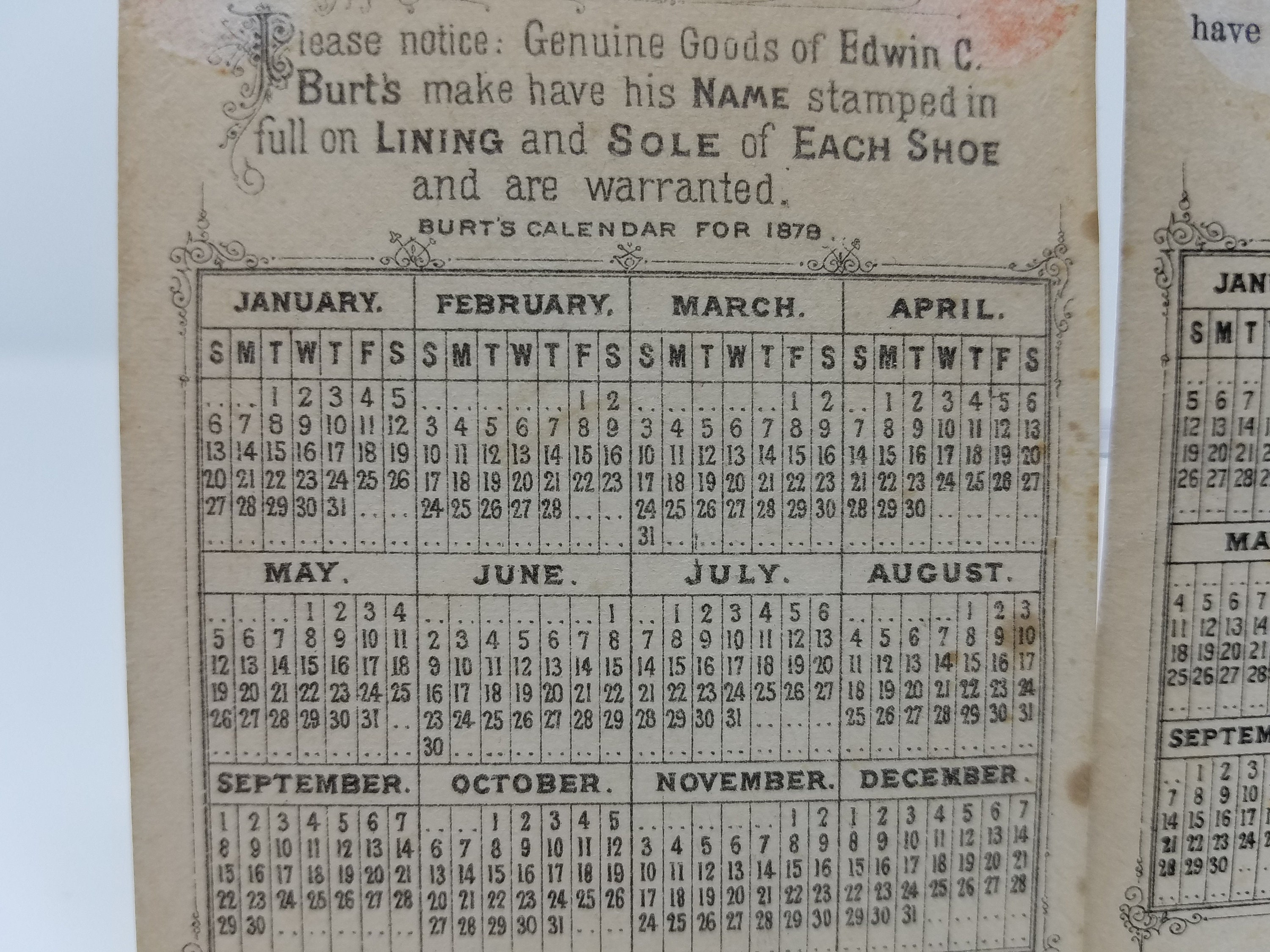Antique 1879 Calendar on VictorianEra Trade Cards Antique Etsy