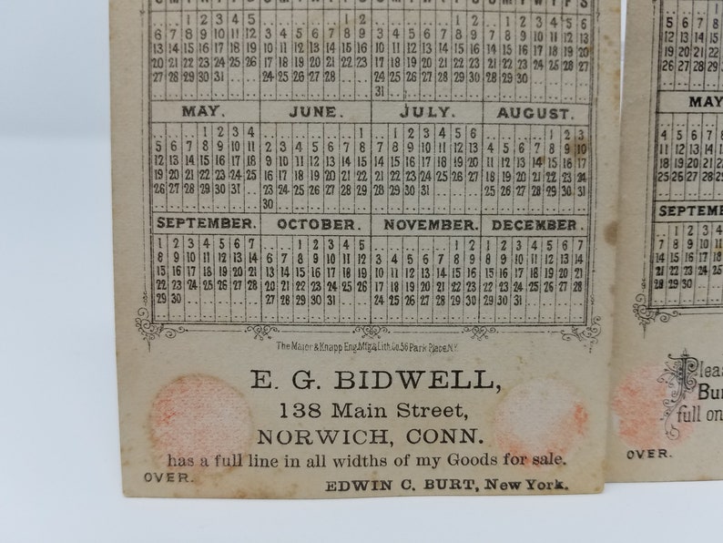 Antique 1879 Calendar on VictorianEra Trade Cards Antique Etsy