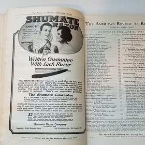 April 1918 Magazine The American Review of Reviews | Antike Sammler Magazin | Vintage-Werbung | Erster Weltkrieg | Amerikanische Geschichte